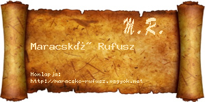 Maracskó Rufusz névjegykártya